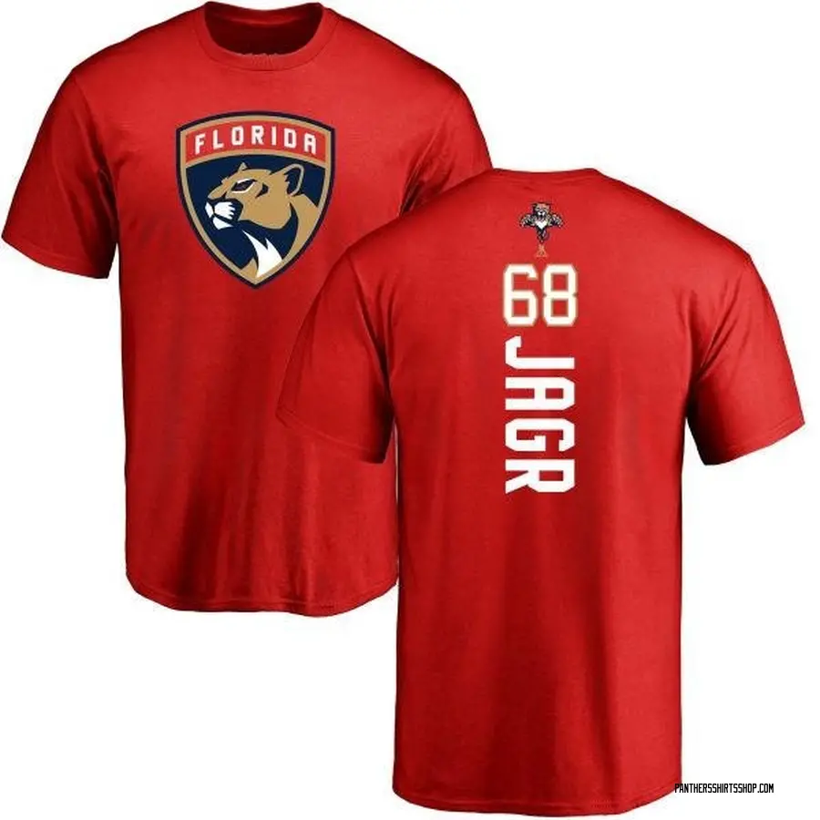 Men's Florida Panthers Jaromir Jagr Reebok Red Name and Number T-Shirt